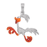 Enamel Bird Moissanite Pendant - 925 Sterling Silver
